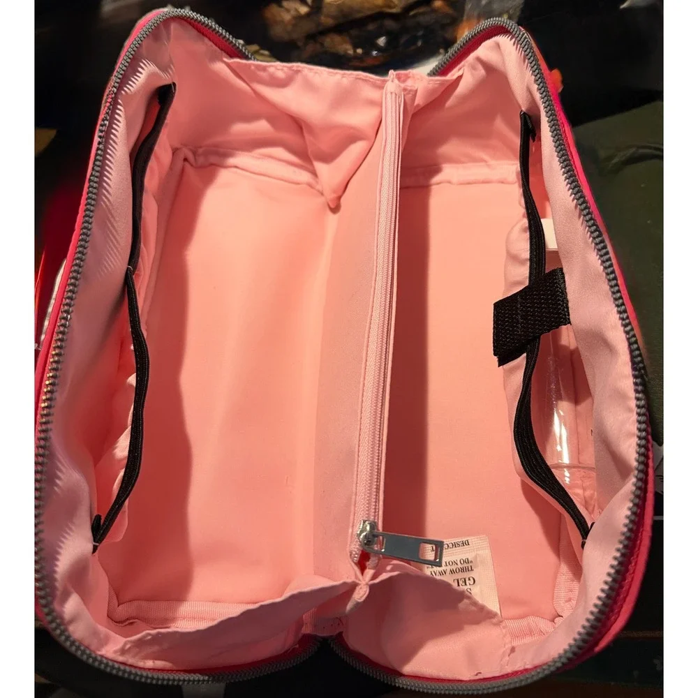 Pink Zip Around Travel Case Women OS Pink NEW Satin Finish Organizer